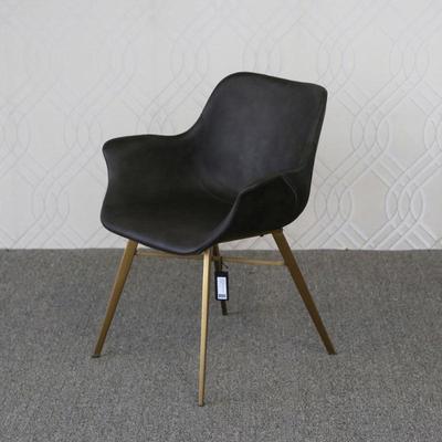GABBY CHANNING CHAIR | Leather upholstered side chair with brass legs - h. 30 x w. 25 x d. 23.5 in
