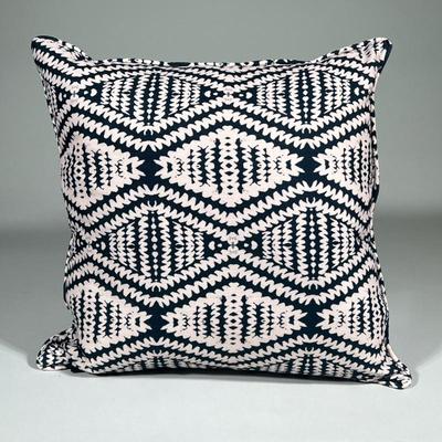Navy And White Square Decorative Pillow By Touijer Designs | Contemporary pattern is on both back and front of pillow case and piping on...