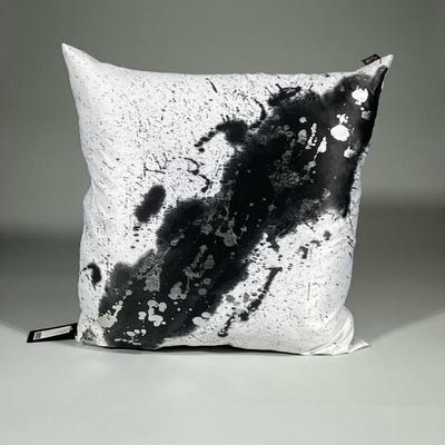 Avila Stanoff Decorative Abstract Pillow | Silk type material in shades of white, gray/black and silver. Contemporary design front and...