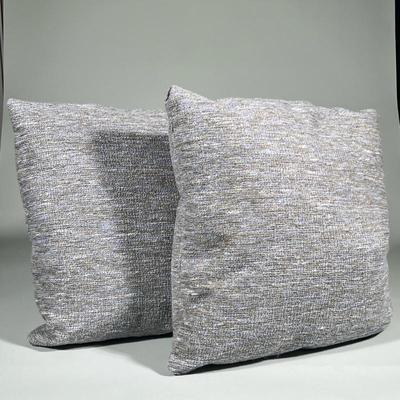 (2pc) Matching Lavender/Gray Square Decorative Throw Pillows | Wool-type material. Duck feather fill and zipper. Brand new. - h. 22 x w....