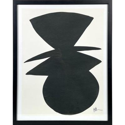 Kate Roebuck (American, b. 1985), Abstract Black & White Composition on Paper | Abstract Shape 3 Artist Kate Roebuck signature lower...