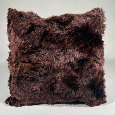 Dark Brown Suri Alpaca Decorative Square Pillow | With baby alpaca on back. Pillow fill is 95% waterfowl feathers and 5% down. Pillow has...