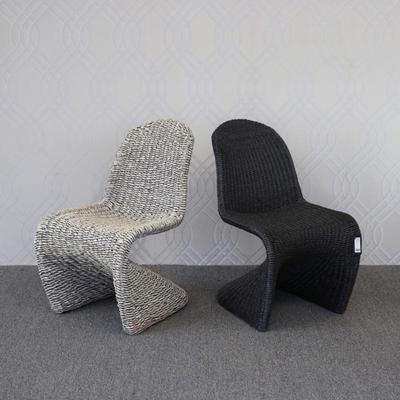(2pc) PAIR BERNHARDT PORTIA DINING CHAIRS | Contemporary Bernhardt “Portia” dining chairs in sculptural wave form design, woven in...