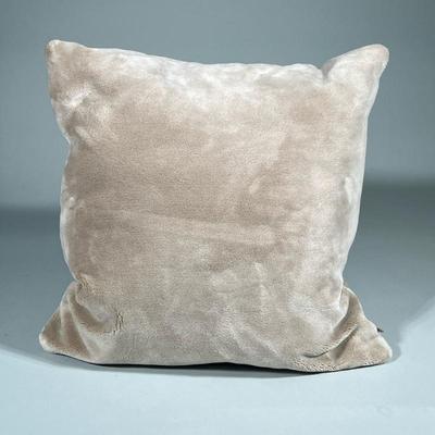 Velour Taupe Square Decorative Pillow | Soft, velvet type material all around. Pillow has zipper and is filled with an all blend down....