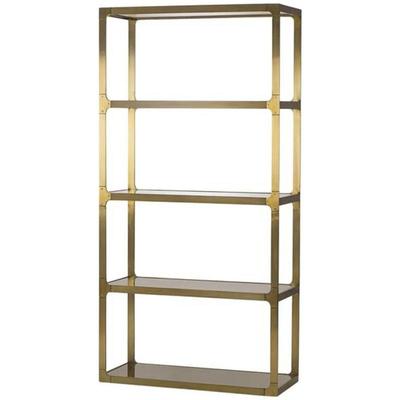 EVANS 'WATERFALL' BRONZE & MIRROR SHELVED ETAGERE, SONDER LIVING | Having 5 shelves with mirrored surfaces, cast bronze...