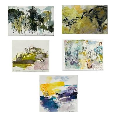 (5pc) Brigitte Brüggemann (German, b. 1957), Watercolors | Collection of five abstract works on paper by German artist Brigitte...