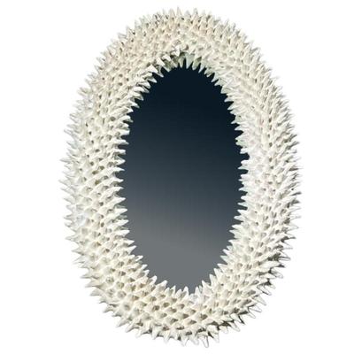 ARTERIORS / BARRY DIXON WHITE OVAL URCHIN MIRROR | Oval-shaped mirror with plaster organic urchin-form frame; retails for $3,000 - h. 51...