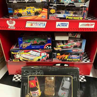 NASCAR Drivers Ken Schrader, Terry Labonte, & Bobby Labonte 1:24 and 1:64 Diecast Cars and Bank