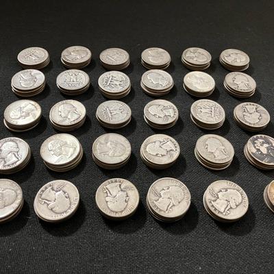 Approximately 120 Pre-1964 Silver Quarters 