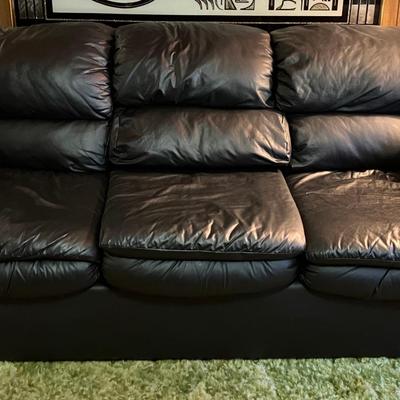 Black Kroehler Faux Leather Couch
