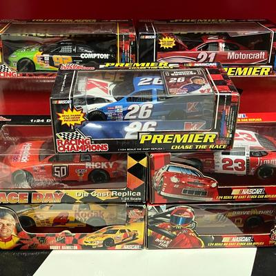 7 Racing Champions 1:24 Scale Diecast NASCAR Model Cars (2 Signed - #92 Compton and #21 Sadler)