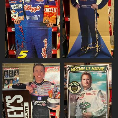 4 Lifesize NASCAR Cardboard Cutouts (Dale Earnhardt Jr, Harvick, Waltrip, and Terry Labonte)