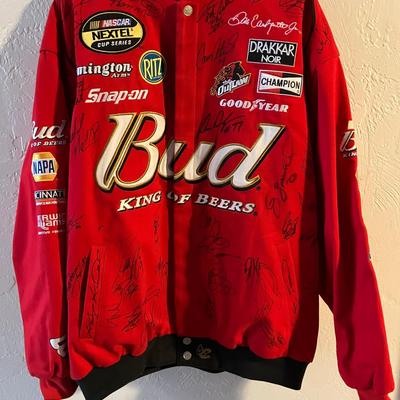 Signed Vintage XL Team Budweiser NASCAR Racing Jacket