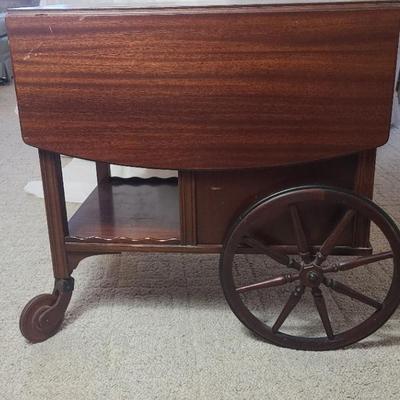 Colonial Drop Leaf Butler Tea or Bar Serving Cart