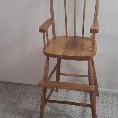 Antique Childs Wood High Chair 