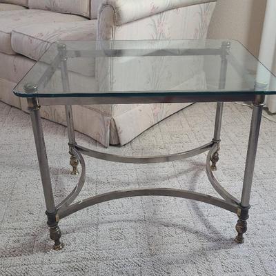 Glass and Metal Side Table 