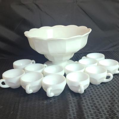 White Punch Bowl and Cups 