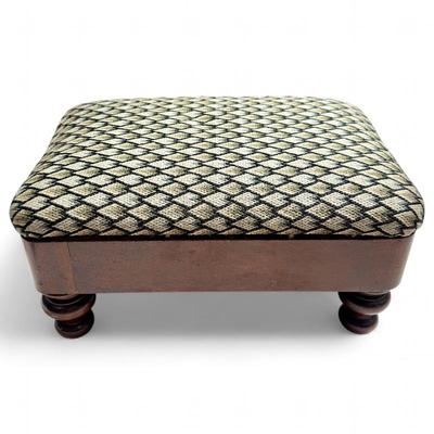 Sale Photo Thumbnail #145: Vintage Hardwood Footstool w/ Woven Upholstery