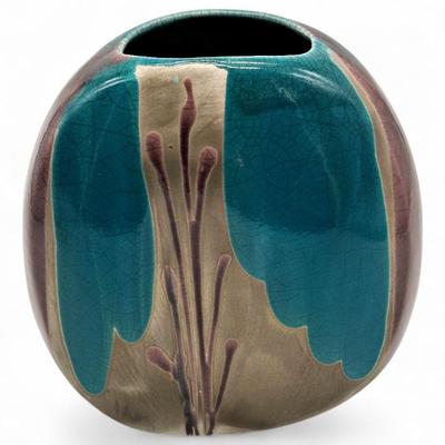Sale Photo Thumbnail #160: Tony Evans Raku Pottery Vase, California, 1980s – Signed & Numbered