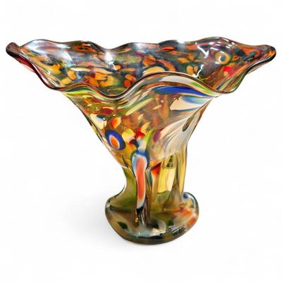 Large Murano Millefiori Handkerchief Vase