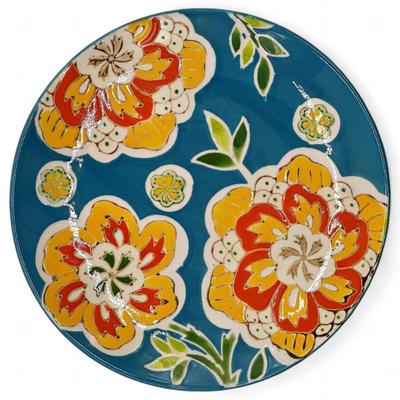 Sale Photo Thumbnail #33: Hand-Painted Ceramic Plate w/ Floral Design