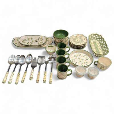 32-Piece Temp-tations Old World Green Dinnerware Set