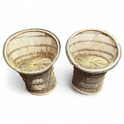 Sale Photo Thumbnail #89: Two Rattan Woven Papasan-Style Chairs