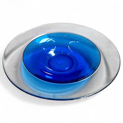 Blue and Clear Glass Bowl