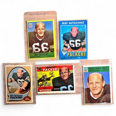 Sale Photo Thumbnail #122: 5 Ray Nitschke Football Cards (1966-1971)