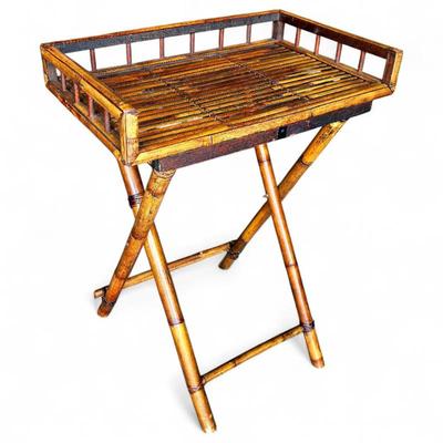 Sale Photo Thumbnail #173: Vintage Bamboo Butler Tray Table, Chinoiserie Style