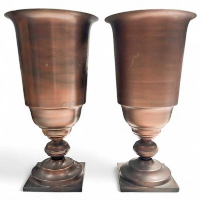 Sale Photo Thumbnail #107: Copper-Finish Cast Aluminum Tulip-Shaped Vases