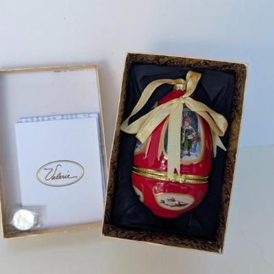 Sale Photo Thumbnail #207: Mr. Christmas Musical Porcelain Egg Ornament by Valerie Parr Hill