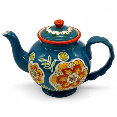 Sale Photo Thumbnail #37: Grace Teaware Blue Ceramic Teapot w/ Floral Design