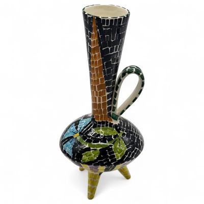 Sale Photo Thumbnail #58: MCM Hand-Painted Italian Tripod Vase