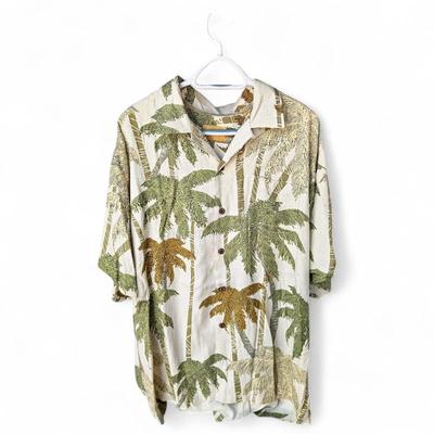 Sale Photo Thumbnail #46: Tommy Bahama 100% Silk Palm Print Shirt, XL