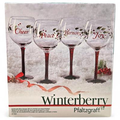 Sale Photo Thumbnail #21: Winterberry by Pfaltzgraff Sentiments Wine Glasses, Set of 4