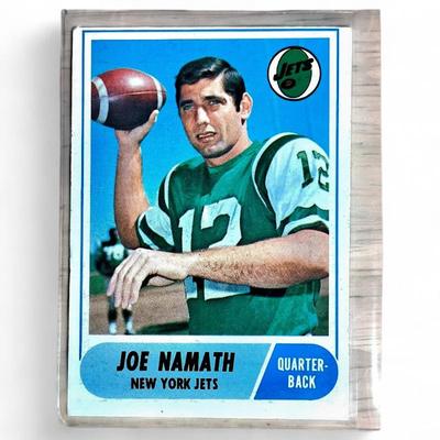 Sale Photo Thumbnail #124: 1968 Topps Football #65 Joe Namath Card
