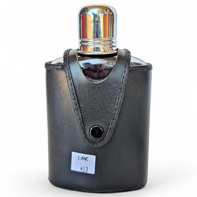 Sale Photo Thumbnail #98: Vintage Glass Liquor Flask w/ Case & Shot Glass Cap