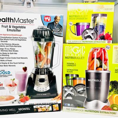 (3) Health Master Fruit and Vegetable Emulsifier and Magic Bullet with Upgrade Kit
