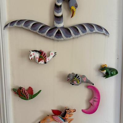 Folk art from Mexico, Asia, Indonesia, some signed pieces, lots of fun statement pieces