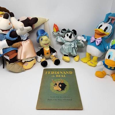 Vintage Disney Plush Dolls & "Ferdinand The Bull" Book