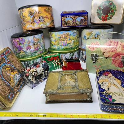 Vintage Tin Chocolate Boxes - Godiva, Whitman, Walkers And More!