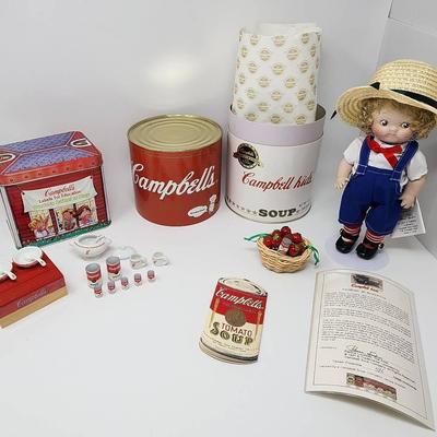 Campbell Kids Playset- Ceramic + Wood & Porcelain Campbell Kids Doll