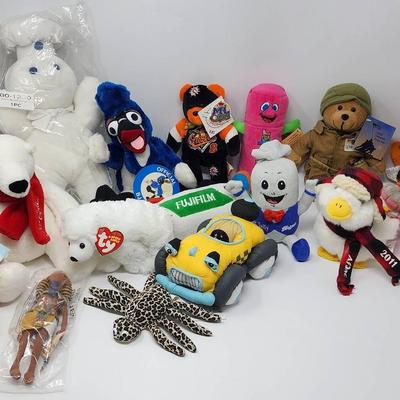 Assorted Advertisement Plushies, Beanie Animals And The California Raisins Collection
