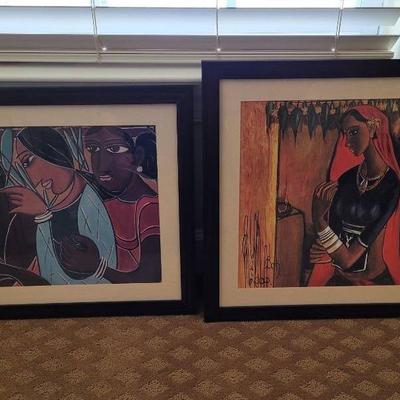 Two Framed Abstract Portraiture Prints