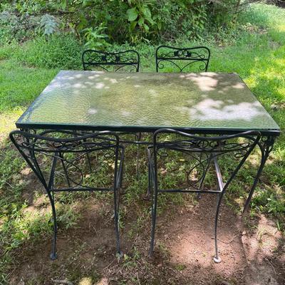 Wrough Iron 4 Seat Outdoor Table And Chairs