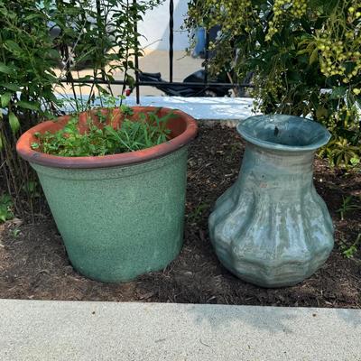 Two Green Garden Ceramics