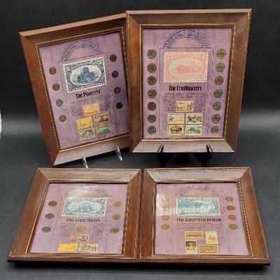 (4) Framed U.S  Coin And Stamp Collections