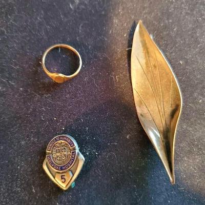 (2) Sterling Silver Pins & (1) 10K Baby Ring