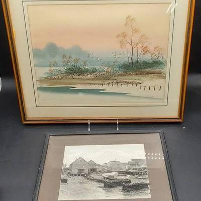 (2) Water Scene Wall Art Pieces 